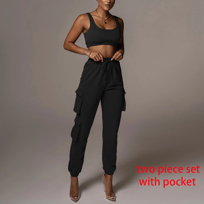 Casual Sport Set Crop Top Pants Set 2 Piece Set Women 2022 New Autumn Women Clothing Two Piece Set White Tracksuit Woman Pants