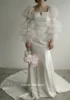 Japan Style Floor Length Square Neck Wedding Dress Korea Customized Backless Mermaid Bride Dresses Open Back Bridal Gowns 1