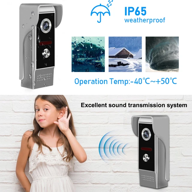 WIRED Video Intercom System 7 Inches Video Doorbell Door System Kits Support Unlock Monitoring for Villa Home Office Apartment 2