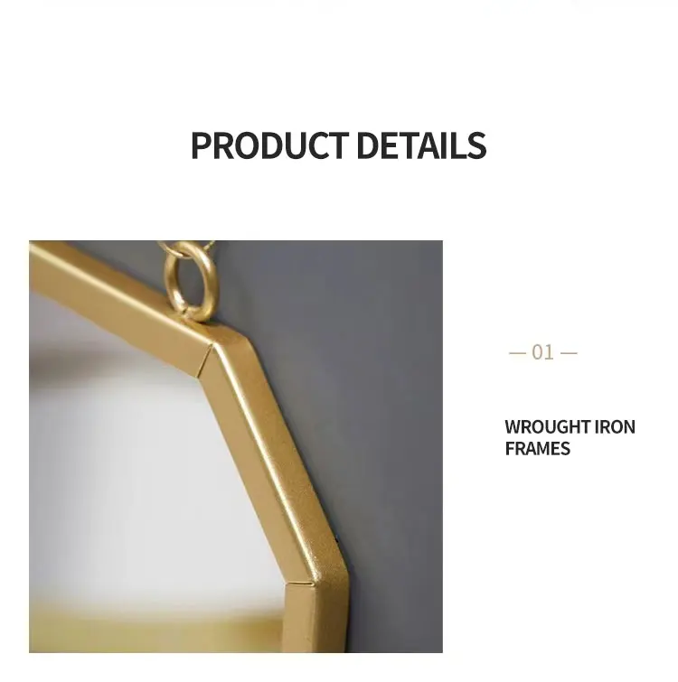 Arch mirror showing frame detail and installation method.