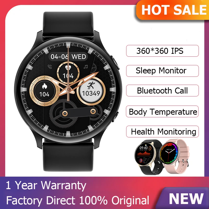 Smartwatch 360*360 Body Temperature Men Women Waterproof Blood Pressure