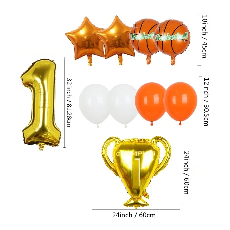 10-Piece Basketball Balloon Party Decorations Set