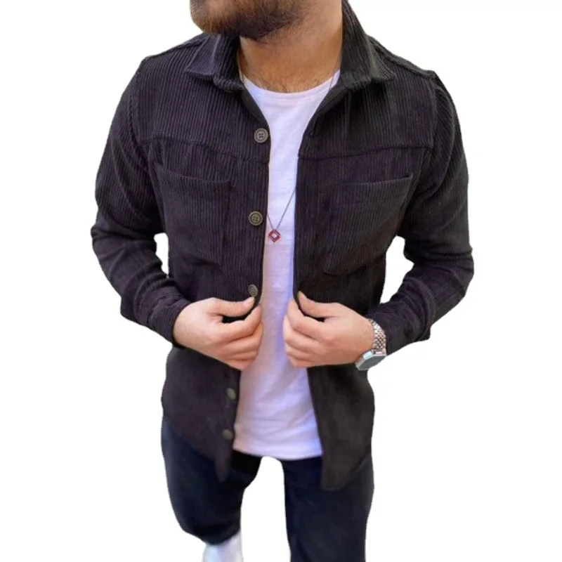 

Men's Retro Jacket Corduroy Solid Color Autumn Winter Casual camisa Winter Thick Loose Clothes Cargo Bomber Jackets ropa hombre