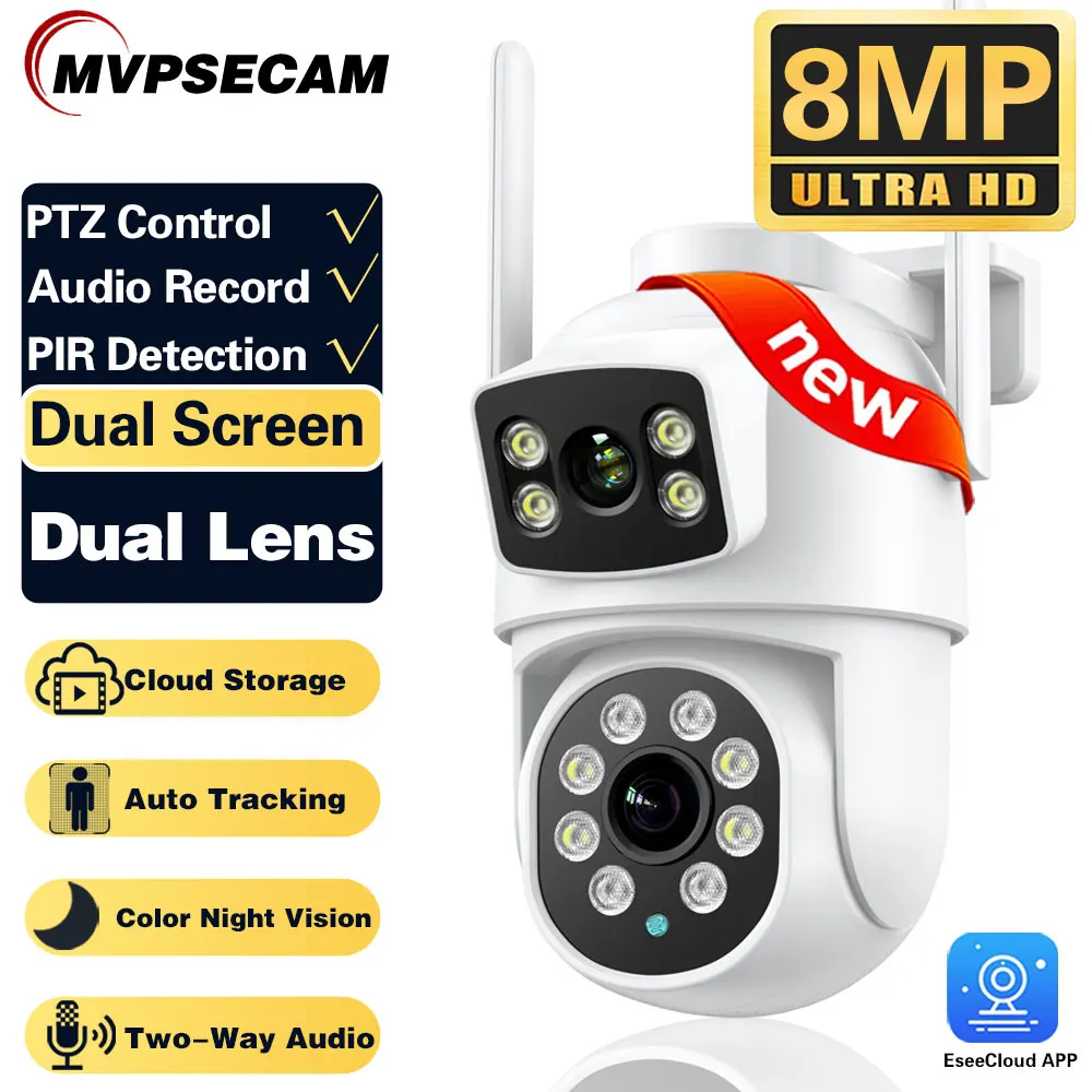 8MP PTZ WiFi Camera Dual Lens Auto Tracking Ai Human Detection CCTV Video Outdoor Surveillance Camera Security CCTV IP Cameras 8mp ptz wifi camera dual lens auto tracking ai human detection cctv video outdoor surveillance camera security ip cameras icsee