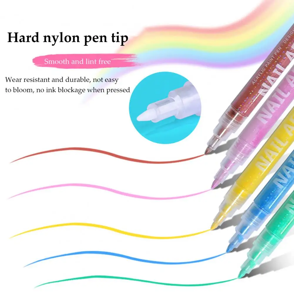 Novel Colors Nail Pen 12-piece Nail Art Pens Set Quick-drying 3d Polish Pen Fine-tip Marker Pens Home Salon for Drawing