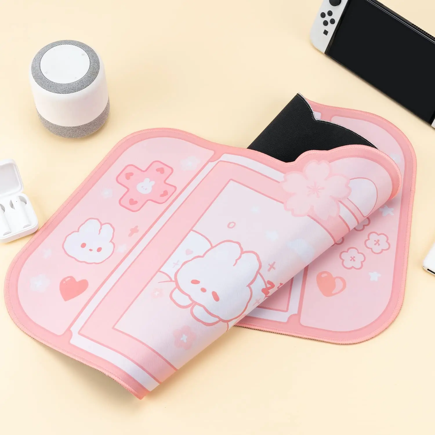 Alfombrilla de ratón grande para escritorio, alfombra Kawaii de gato,  alfombrilla de Anime para mesa de ordenador, con borde de bloqueo, color  rosa LIUWENJING unisex