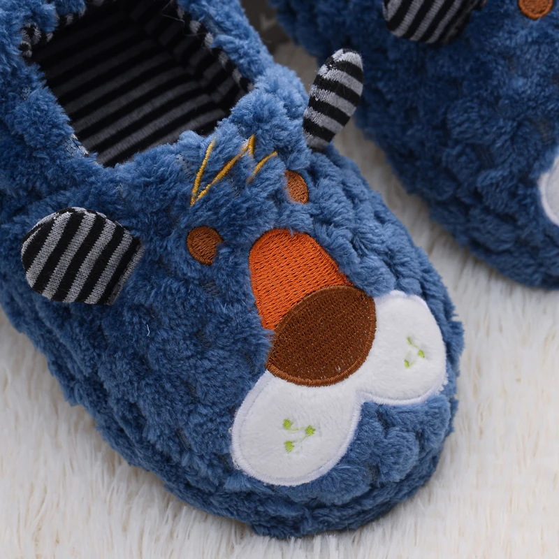 Toddler Boys Slippers for Winter Baby Loafers Plush Warm Cartoon Lion Rubber Sole Children Home Shoes Kids House Indoor Footwear 6
