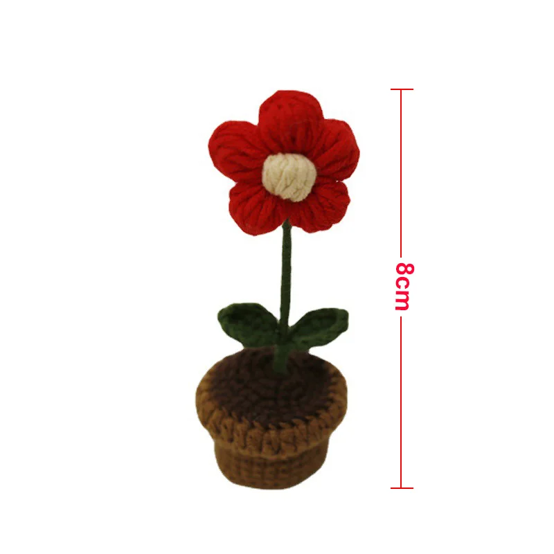 Mini Sunflower Tuilp Flower Crochet Flowers Potted Plants Homemade Finished Crochet Flower Home Kids Home Decor