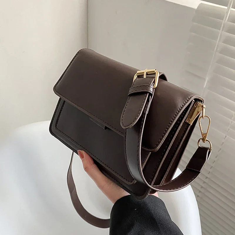 

Bolso cruzado pequeño piel sintética para mujer, bandolera ligera con solapa, bolso de viaje de verano