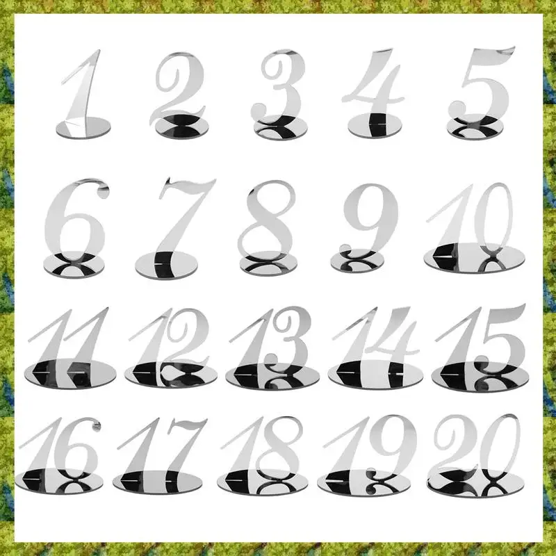 UISN Table Numbers Wedding Table Numbers Acrylic For Wedding Stands For (Silver)