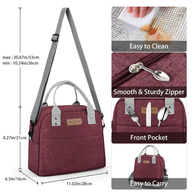 Reusable Lunch Bag for Women Men Lunch Tote Bags Cooler Food Container Insulated Bag for Work Travel Picnic Office Outdoor