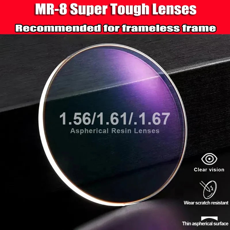 

1.56 1.61 1.67 Super Tough MR-8 Series Anti Blue Light Lens Optical Prescription Resin Lens Myopia Hyperopia Thin HMC Lenses