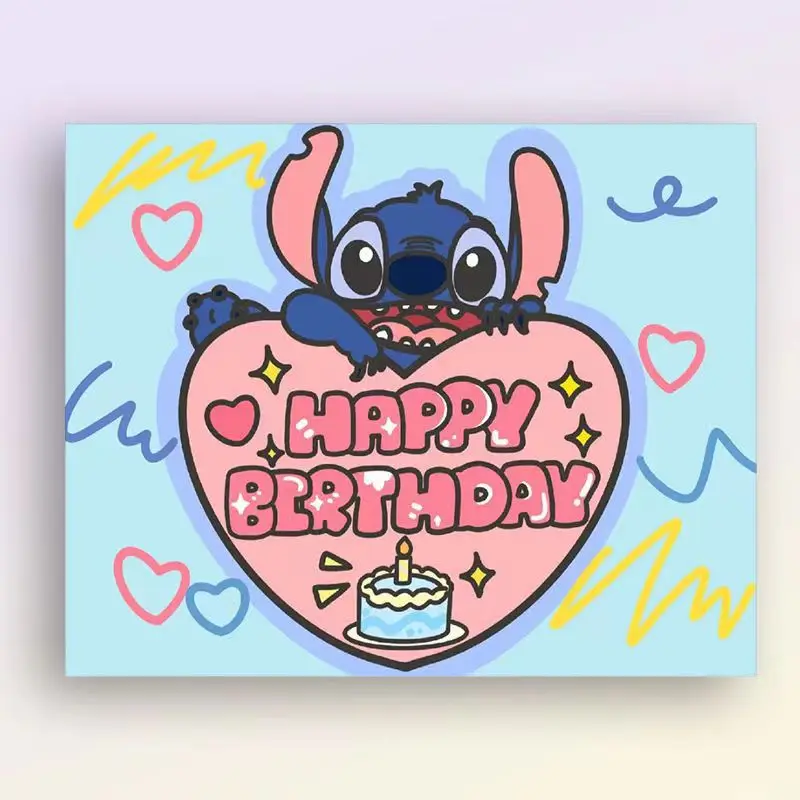 Disney Lilo & Stitch pittura diamante 5D fai da te buon compleanno regalo  di compleanno per bambini Anime lavoro manuale Jigsaw Puzzle Crystal Draw