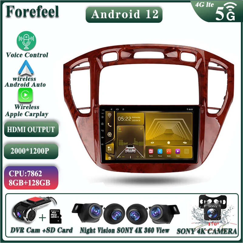 

Android 12 для Toyota Highlander 2001-2007, мультимедийный автомобильный монитор, экран, ТВ, letautoradio, GPS-навигатор, стерео радио