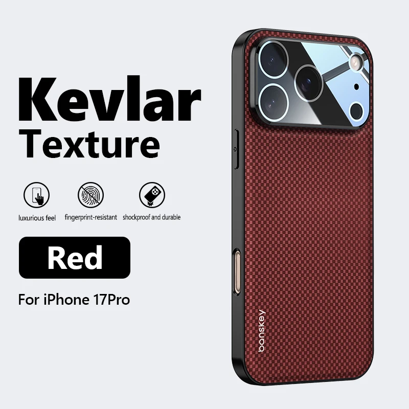 Luxury Matte Carbon Fibre Texture Shockproof Phone Case with Glass Lens Protection