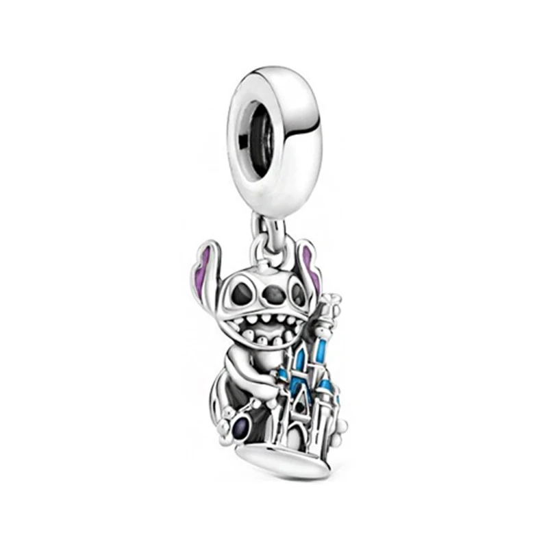 Fit Original Pandora Charms Bracciale Girl Anime Cute Lilo & Stitch Beads Bijoux Fai Da Te Per Le Donne Disney Cartoon Castle Ciondolo Regalo