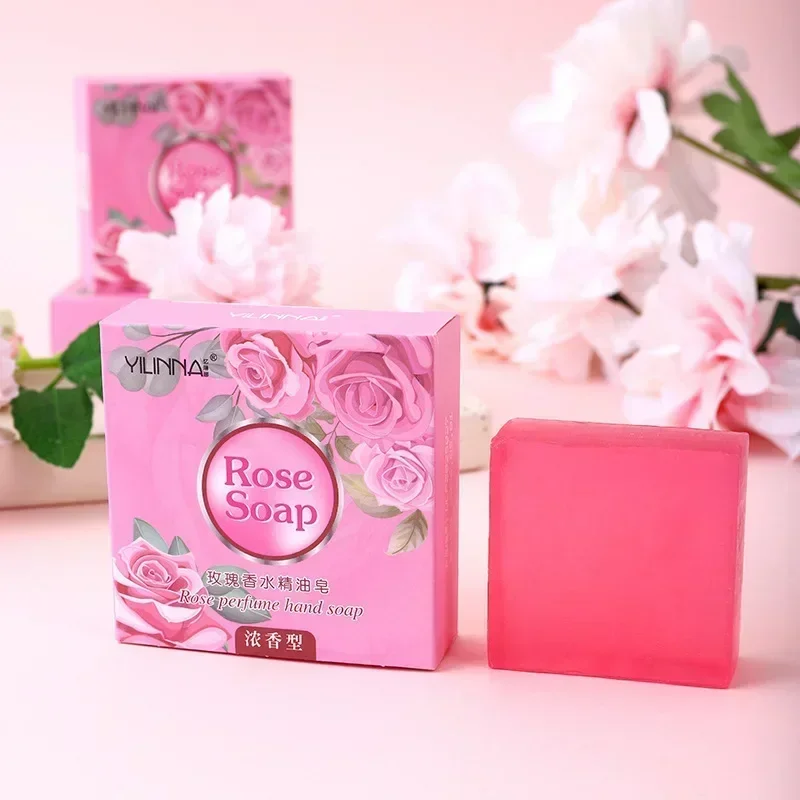New Rose Essential Oil Soap Handmade Treatment Acnes Face Moisturizing Gently Anti Rebelles Smooth Butter Bath Skin Care Tool facial cleansing soap