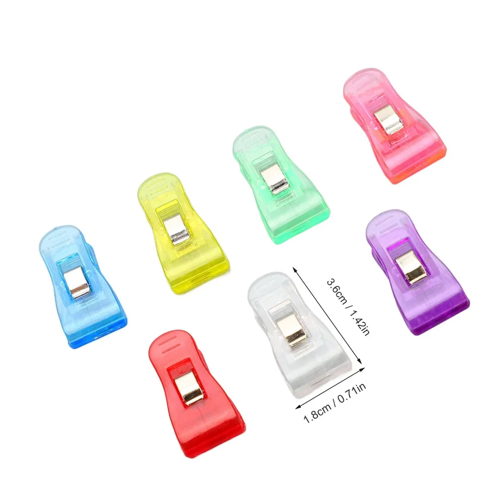 100 Pcs 플라스틱 플라스틱 클립 투명 다채로운 다목적 다채로운 투명 플라스틱 클립 3.6*1.8cm 소형 크기