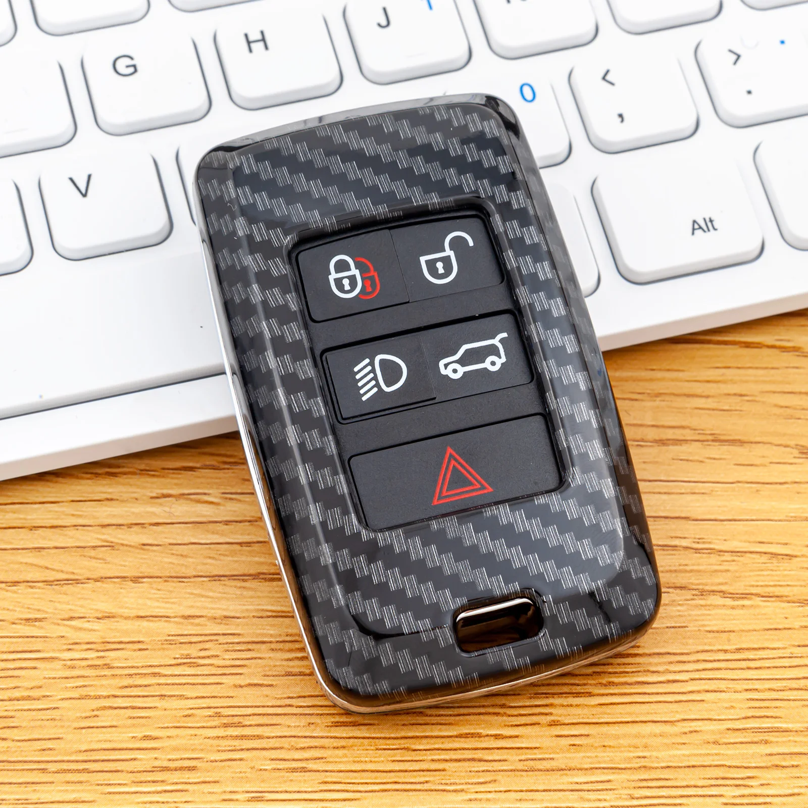 Abs Plastic Carbon Fiber Car Smart Key Case Cover For Land Rover Discovery Sport Range Rover Evoque Velar Jaguar E-Pace Xe Xf
