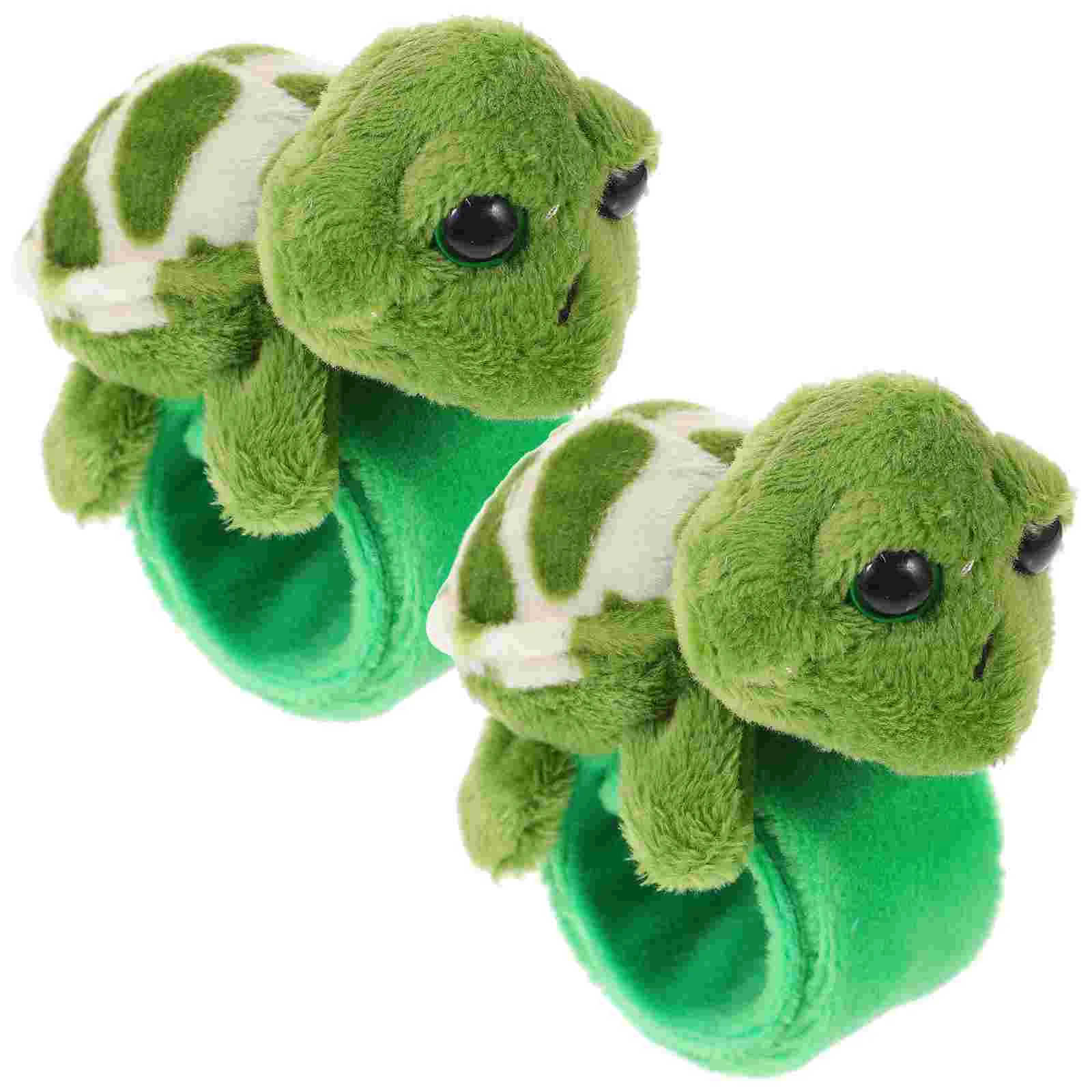 

2 Pcs Turtle Snap Ring The Gift Stuffed Animal Slap Bracelets Sea ​​turtle Plush For Wrist Hugger Bands Party Wristbands Child