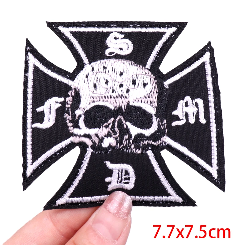 Embroidered Tri-Fist Patch – Heat Adhesive Back – Motorcycle Biker Softair Style – Made In Italy