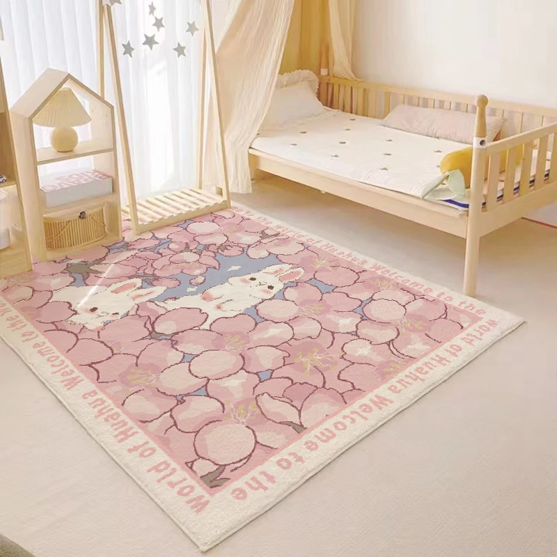 Cute Pink Decorate Living Room Carpet Large Area Home Cartoon Printed Coffee Tables Plush Mat Bedroom Fluffy Rug Ковер Tapis 러그 3