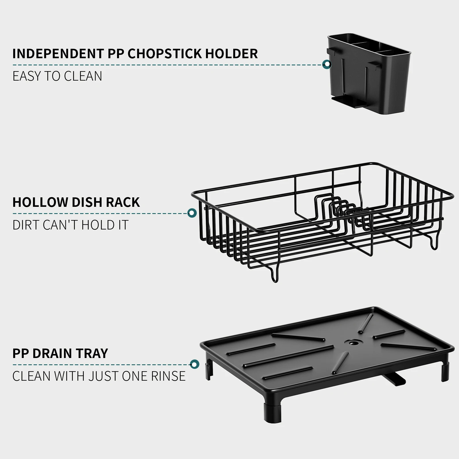 1pc Dish drying rack Kitchen countertop tableware storage Automatic drying