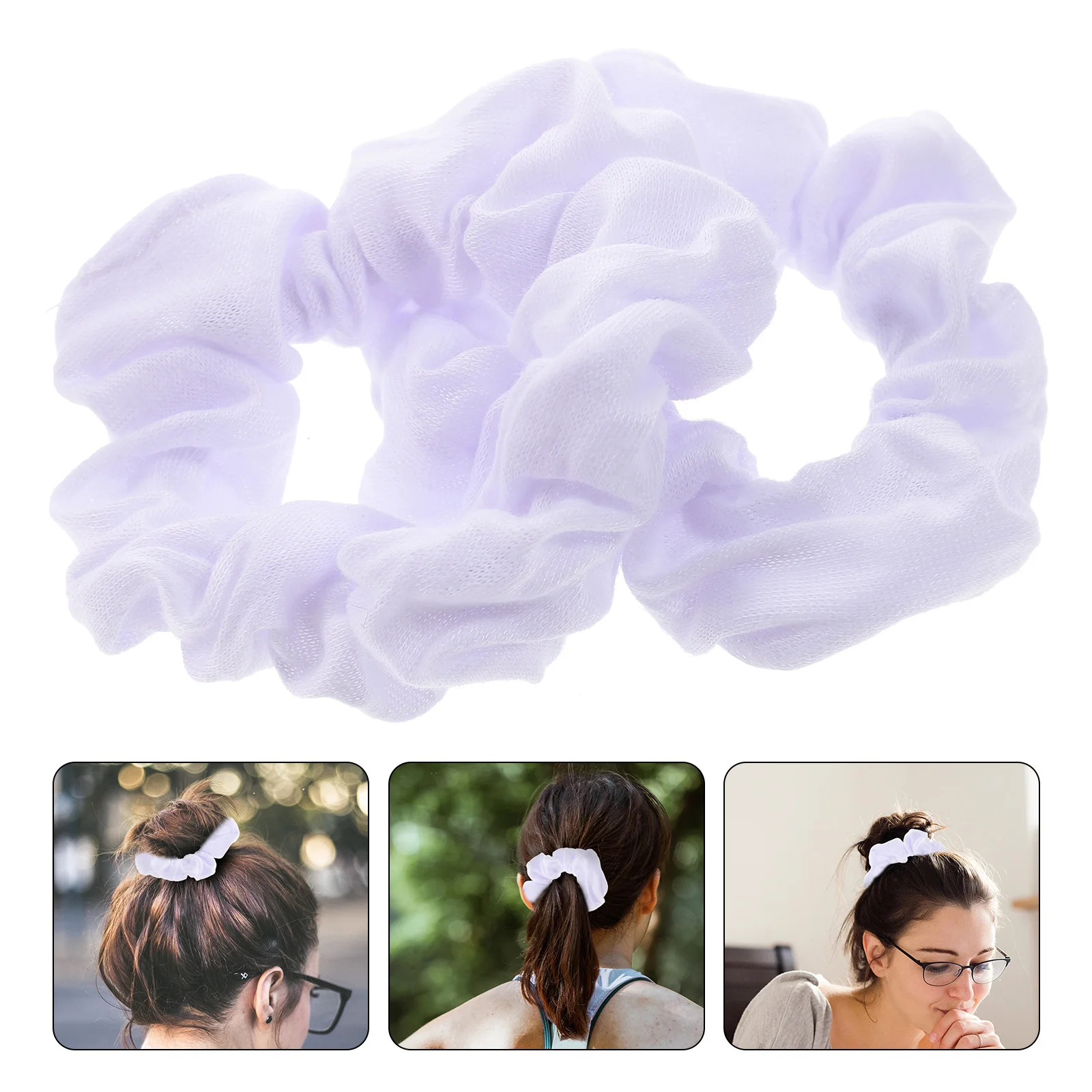 10pcs White Hair Scrunchies Elastic Ponytail Elastic Hair Ties Hair Styling Robe Ties Long Hair Rubber Band for Ladies