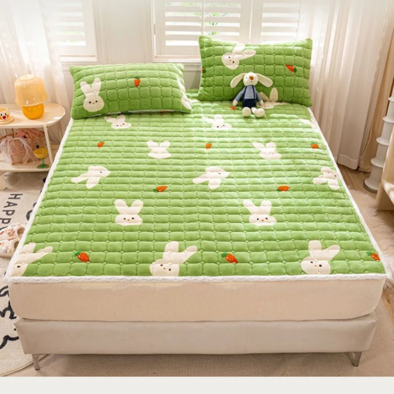 Thicken Non-slip Mattress Toppers Cover Winter Warm Single Double Bed Sheets Portable Thin Tatami Bedspreads for Home Dormitory