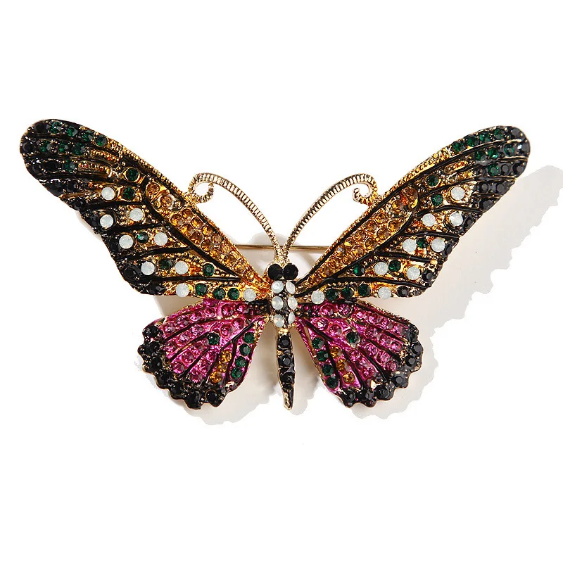 Новый модный простой набор Стразы эмалевая большая брошь в форме бабочки заколка женская одежда заколка аксессуары H1408