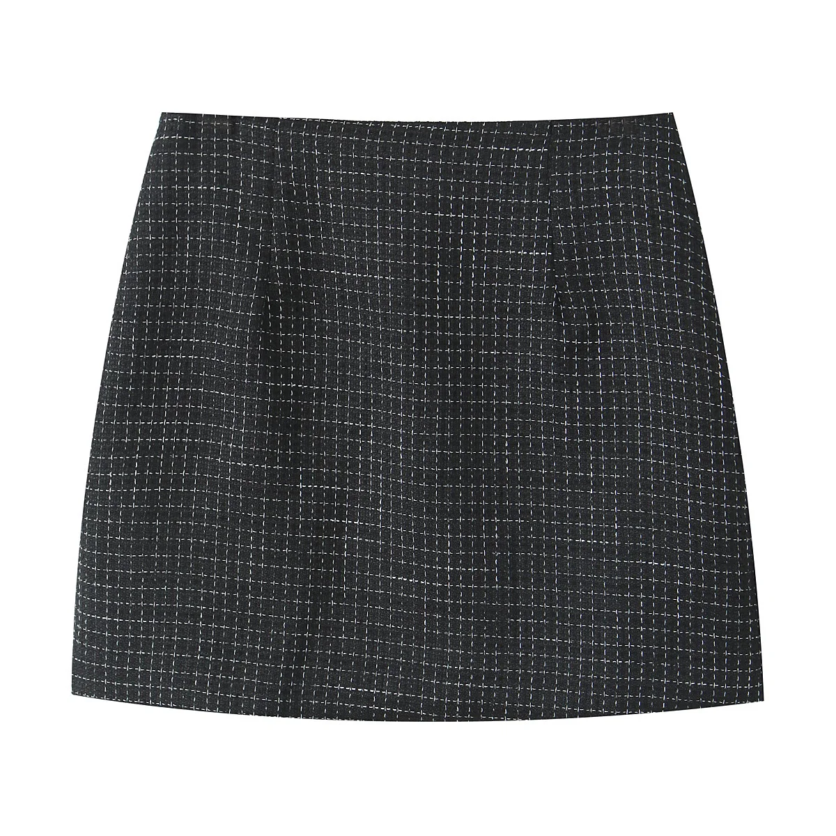 French Style Retro V collar Plaid Woven Tweed Blazer + High Waist Mini Short Skirts Suits 2 pieces 1 Set Black White