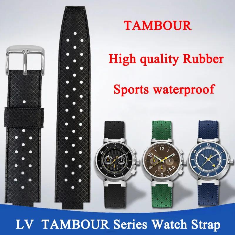 Rubber WatchBand Q114k Dedicated For LV Louis Vuitton Tambour Series  WatchStrap Q1121 Sports Silicone Bracelet 20×12MM Wristband - AliExpress