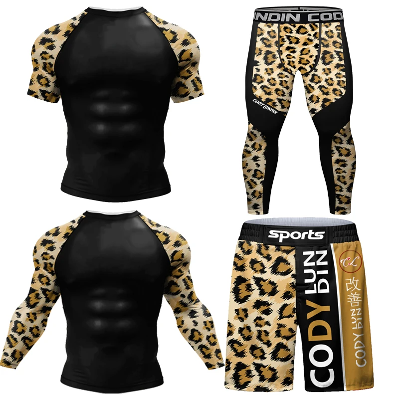 Sport MMA T-shirt + Pants Set Grappling Jiu Jitsu Rashguard for Men Bjj Boxing Jerseys MMA Shorts Boxeo Clothing Suit sports apparel,mens t shirt