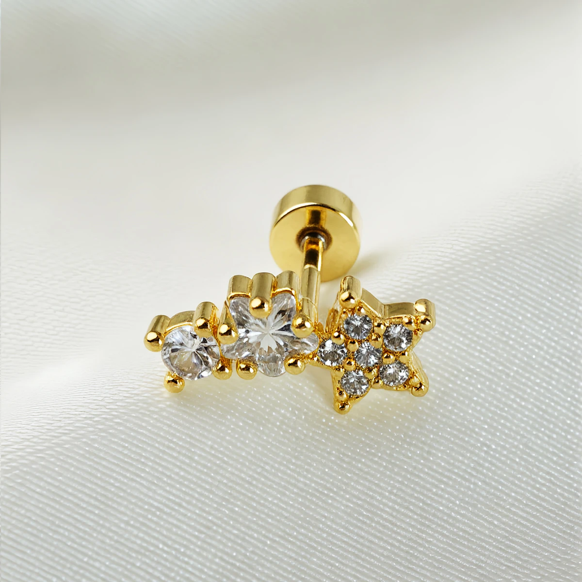1 STÜCK Edelstahl Stern Helix Conch Piercing für Frauen Mädchen Zierlicher Zirkon Flache Rückseite Ohrring 20G Knorpel Kleine Ohrstecker Schmuck – Detail 14