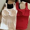 Red Mini Tank Vest Women's Summer Outerwear Chest Pad Beautiful Back Integrated Inner Base U-shaped Open-back Top