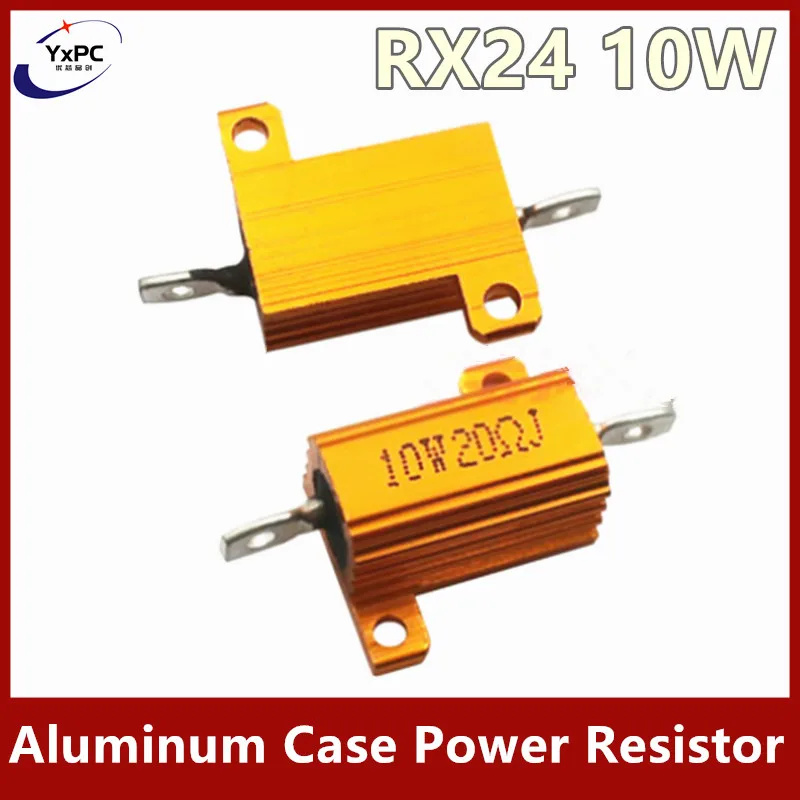 RX24 10W Aluminum Power Metal Shell Case Wirewound Resistor 0.1 ~ 100K 0.2R 0.5R 1R 1.8R 2.2R 4.7R 5R 8R 1K 1.5K 3.3K 4.7K ohm