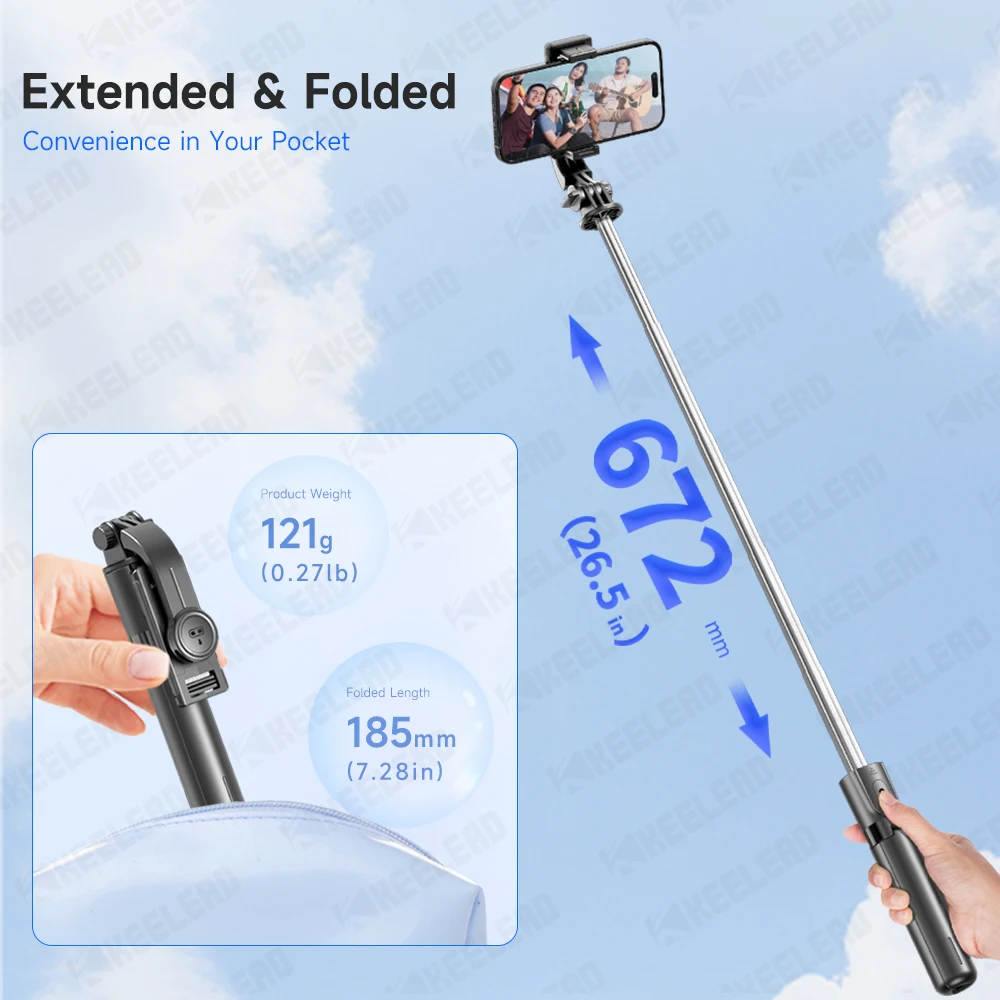KEELEAD F01 Selfie Stick Tripod Phone Holder for Mobile Phone Shooting Video with Wireless Remote Control Optional Fill Light selfie stick tripod selfie stick sports camera selfie stick cell phone selfie stick smartphone selfie stick phone selfie tripod