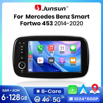 Radio de coche Junsun con CarPlay inalámbrico y Android Auto para Mercedes Benz Smart Fortwo 453 2014-2020, estéreo multimedia 2 DIN con ventilador de refrigeración incorporado, sistemas inteligentes, pantalla táctil, reproductor de video, unidad principal estéreo, autorradio, navegación, Bluetooth, GPS, SWC, DSP. 1