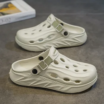 Men's Shoes Fashion 2025 Summer New Style Cave Shoes Soft Elastic Double Wear Slippers Thick Bottom Beach Shoes Outdoor Sandals