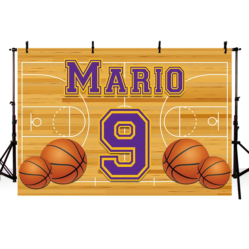 Photo Backdrop Mehofond Photography Background Basketball Theme Sport Court Stars Kids Boy Birthday Party Decoration Backdrop
