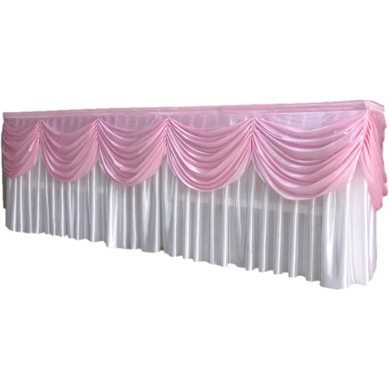 Ice Silk Table Skirt with Drop Curtain, Wedding Decoration, Birthday Party, Festival, Holiday Celebration, Banquet, Hotel,