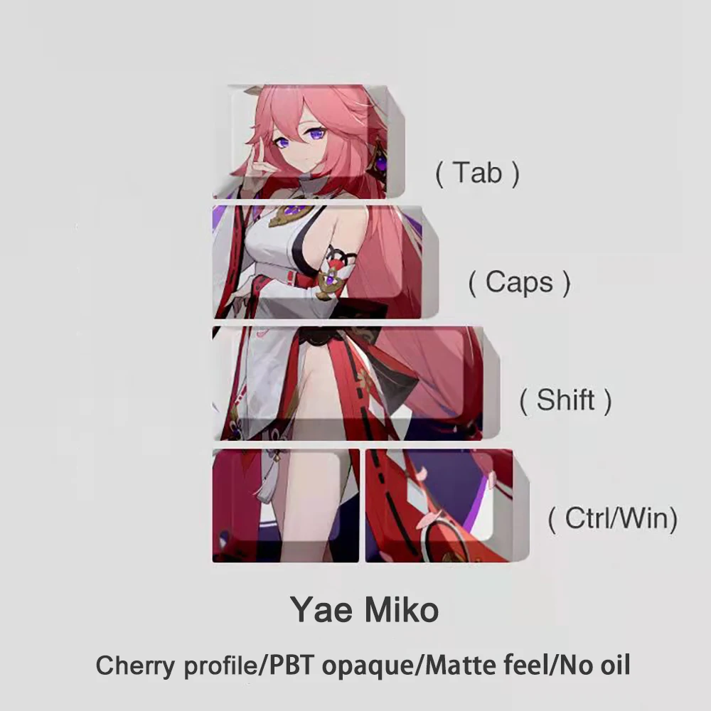 Genshin Impacto Keycap Pbt Multifuncional Gaming Keycaps Cherry Perfil Keycaps Utao Yae-miko Teclado Mecânico Xiao Pcs