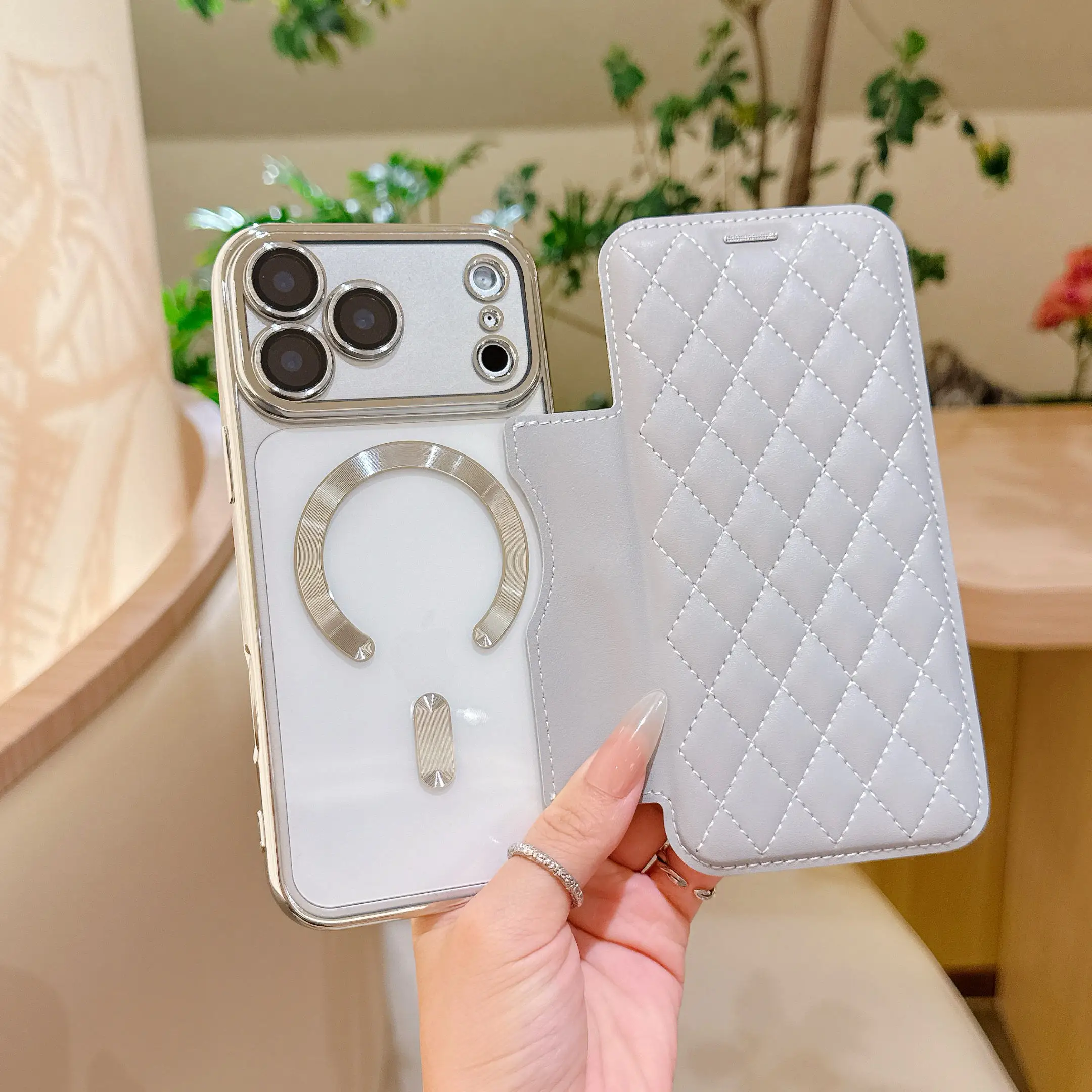 Elegant PU Leather Flip Wallet Phone Case with Card Slots and Magnetic Closure