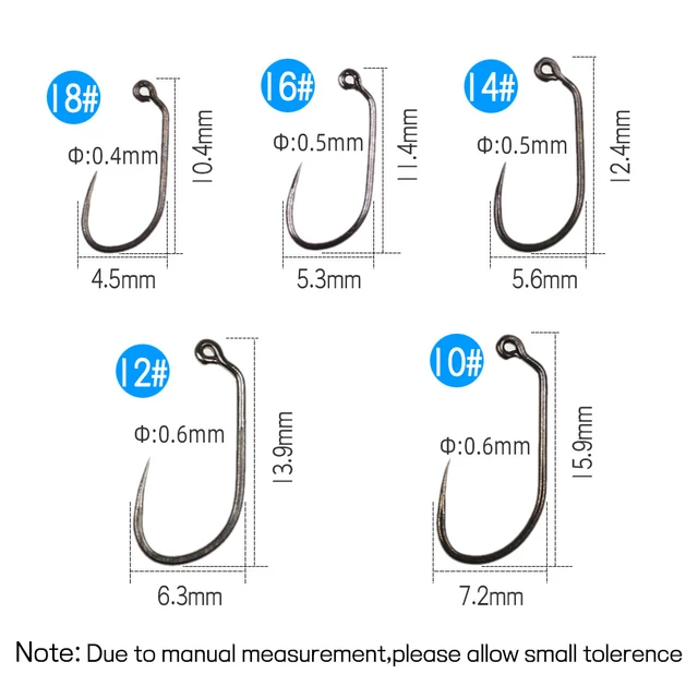 Bimoo 20PCS Barbless Nymph Jig Fly Hook Trout Nymphing Fly Hooks #10 #12  #14 #16 #18