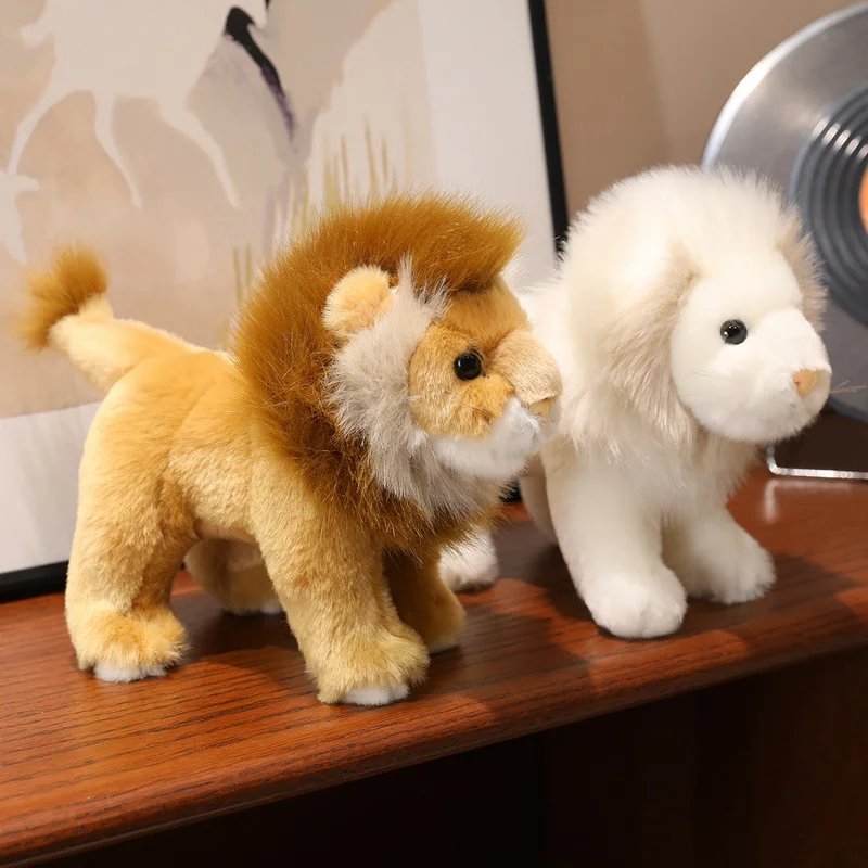 Artificial Lion Animals Yellow White Soft Dolls Throw Pillow Baby Children Sleep Appease Doll Room Decor Birthday Gift for Baby`