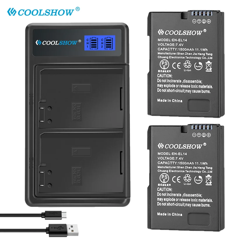 

EN-El14 EN El14 Battery Charger for Nikon P7000 P7700 D5100 D5200 D5300 D5500 D5600 D3100 D3200 D3300 1500mAh EN-El14a Batteries