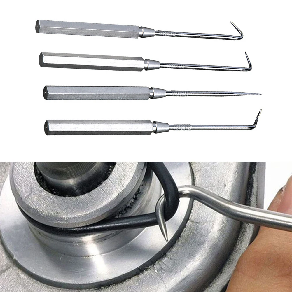 4pcs/set Car Pick And Hook Tool Hook And Pick Set O Ring Oil Seal Gasket Puller Remover Precision Hook And Pick Set Hand Tool