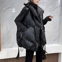 Down Cotton Vest Women Loose Solid Sleeveless Jacket Coat Female Black White Warm Vests Autumn Lightweight Waistcoat Winter