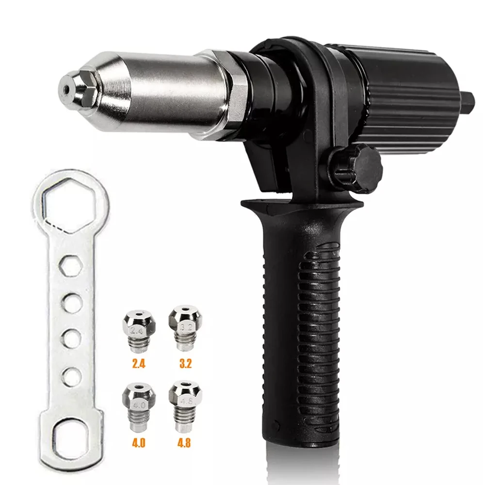 Rivet Gun Conversion Head Rivet Nut Gun Drill Adapter Cordless Riveting Tool Adapter 2.4mm-4.8mm for Quickly Pull