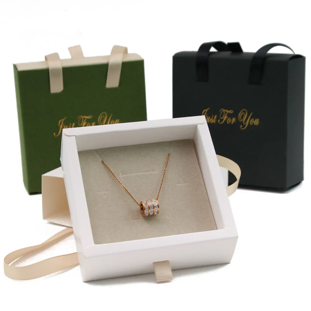 Jewelry Box Earring Package Case Paper Necklace Stud Wedding Ring Box Jewelry Organizer Storage